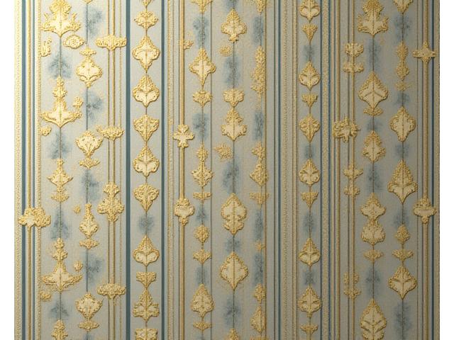 ジンザブルームの壁を飾るアールデコ様式の幾何学模様の壁紙。豪華な質感とデザインが特徴。